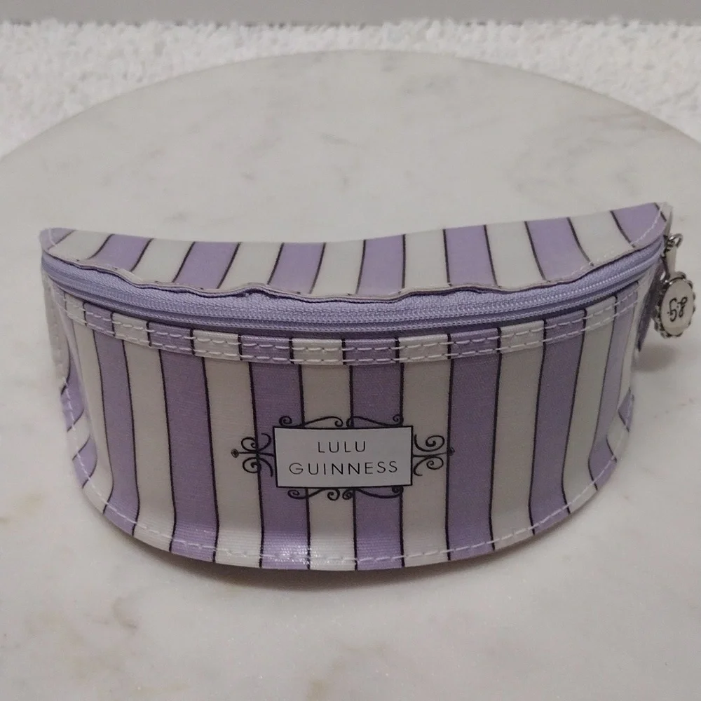 Lulu Guinness Purple/White Stripe Soft Eyewear Case & Cleaning Cloth Only #3 - Picture 3 of 7